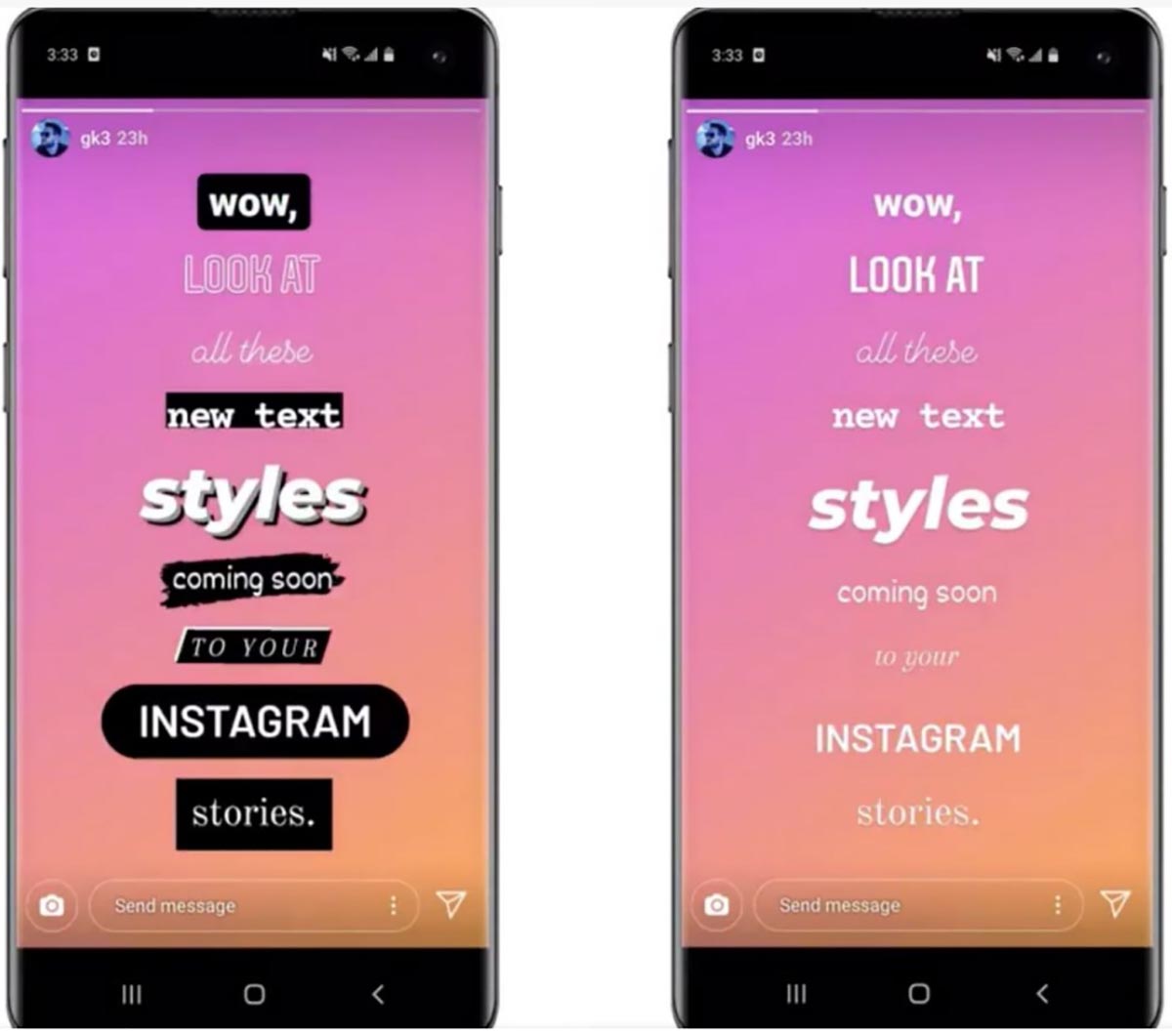 Nuovi font instagram