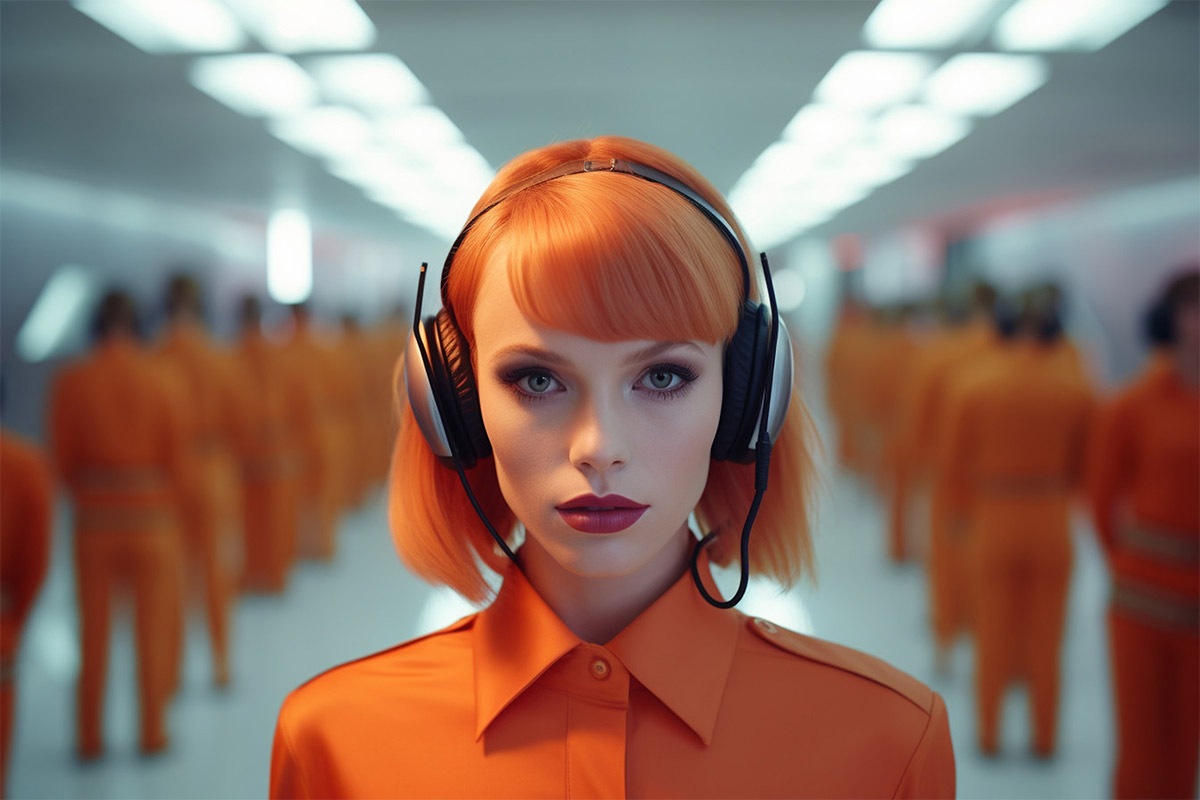 nadia in un call center futuristico